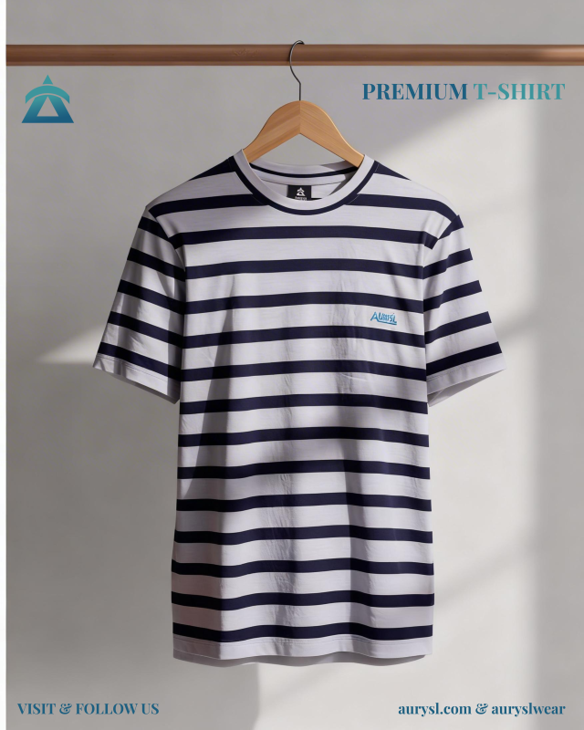 blue and white striped t-shirt for men