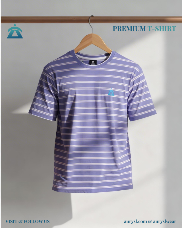 lavender-white striped t-shirt for men